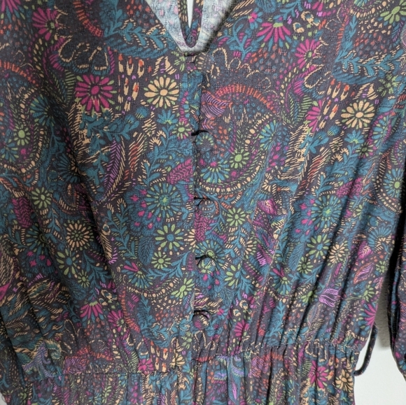 EVEREVE WOMENS floral Fall jumpsuit 3/4 ballon sleeves ockets cotton blend Small - Picture 6 of 15